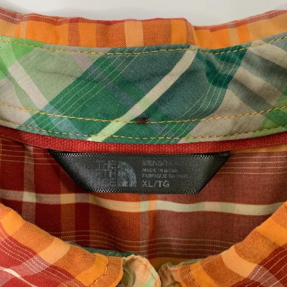 The North Face Shirt Mens XL Lightweight Cotton Plaid Button Down Short Sleeve